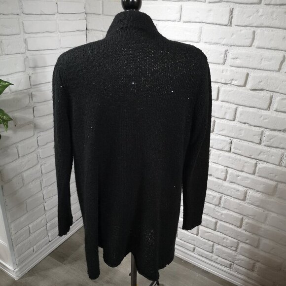 J. Jill Ladies Black with Sequins Size Large Petite Open Cardigan - Picture 2 of 9